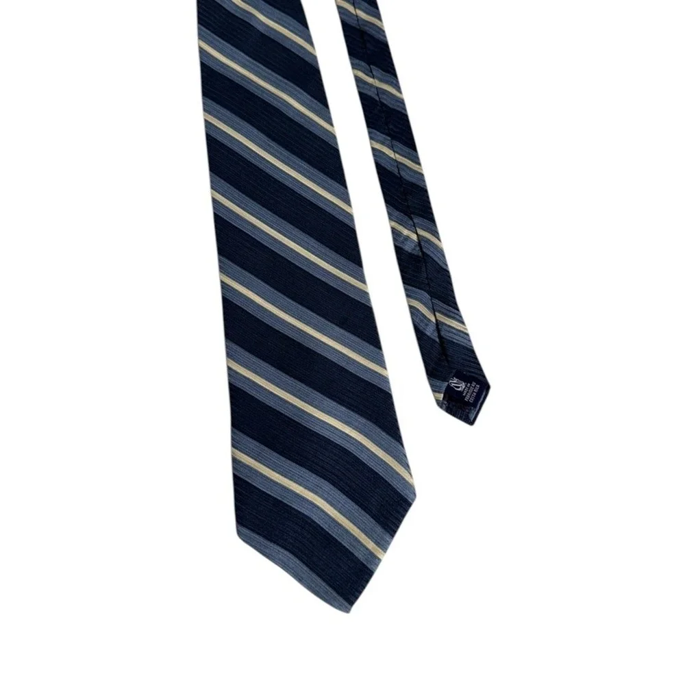 Nautica Mens Silk Tie Quiet Luxury Old Money Preppy Striped Blue